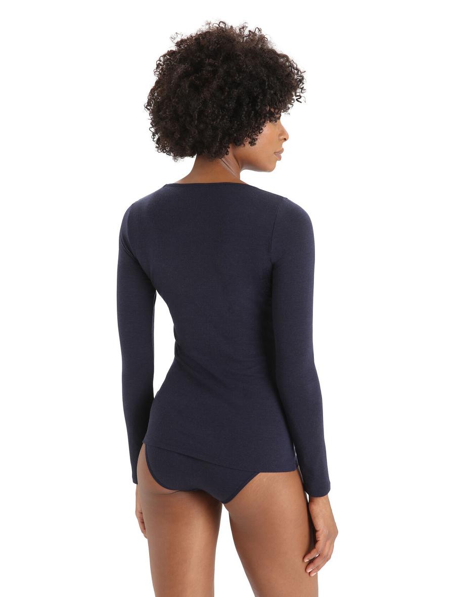 Bielizny Icebreaker Merino Siren Long Sleeve Sweetheart Top Damskie Granatowe | PL 1260RVDW